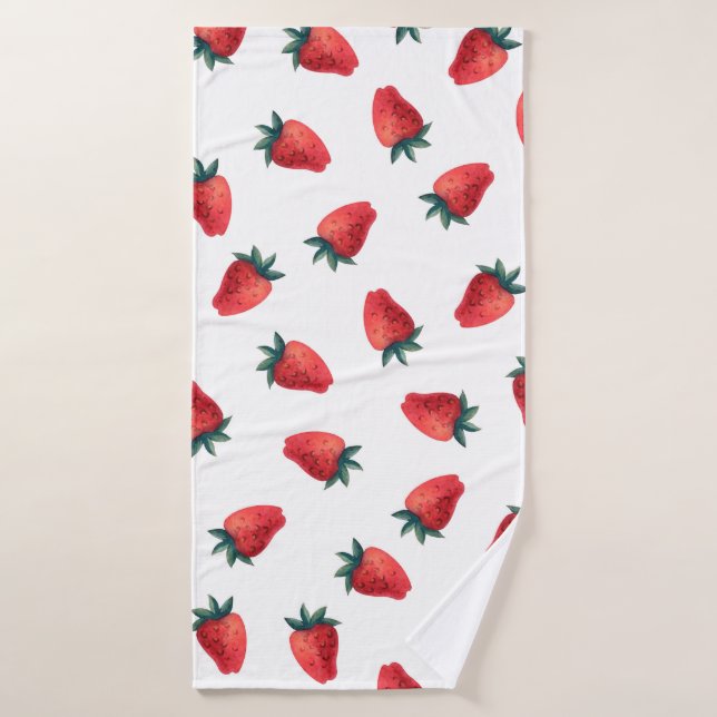 Patrón acuarela transparente con fresas (Toalla de baño)