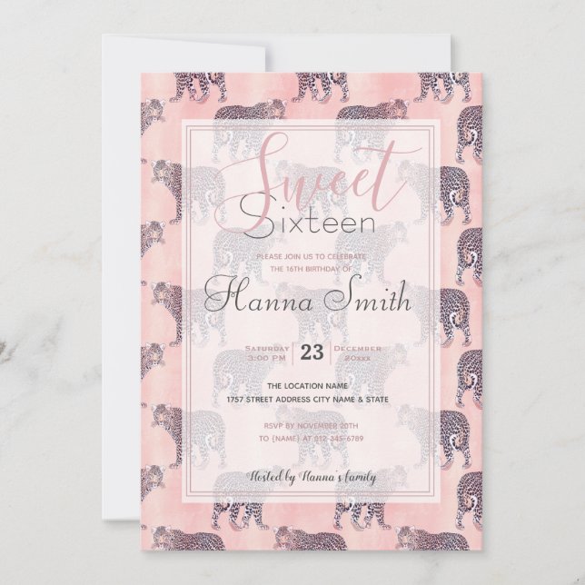 Patrón animal moderno de leopardo rosado (Anverso)