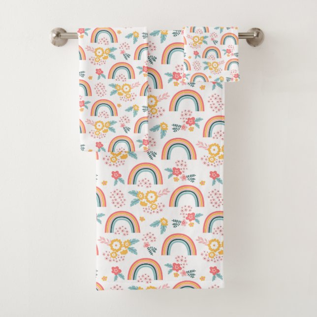 Patrón arcoiris floral colorido (In situ)