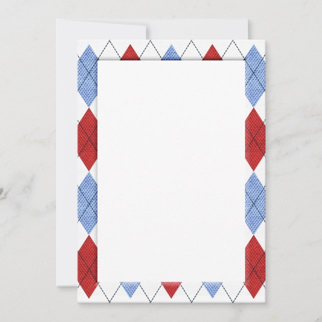 Patrón Argyle En Tarjeta DIY Rojo Y Azul (Anverso)