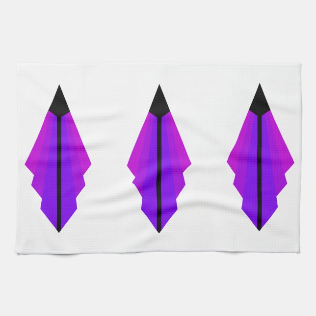 Patrón art decó 3 en toalla de té púrpura (Horizontal)