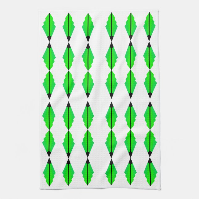 Patrón art déco 3 en toalla de té verde (Vertical)