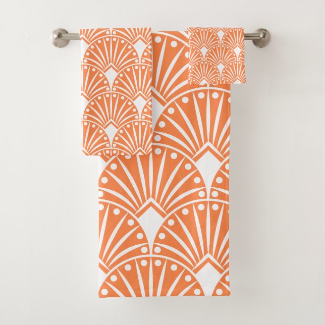 Patrón Art Déco Blanco sobre el fondo naranja (In situ)