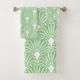 Patrón Art Déco Blanco sobre fondo verde claro