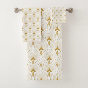 Patrón Art Deco blanco y dorado
