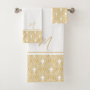 Patrón Art Déco de época dorado y blanco