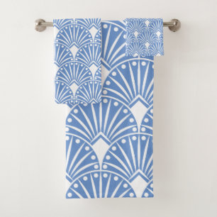 Patrón Art Deco en polvo azul y blanco