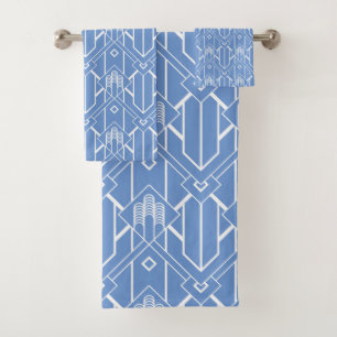 Patrón Art Deco en polvo azul y blanco 2