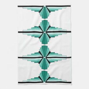 Patrón art déco en toalla de té verde