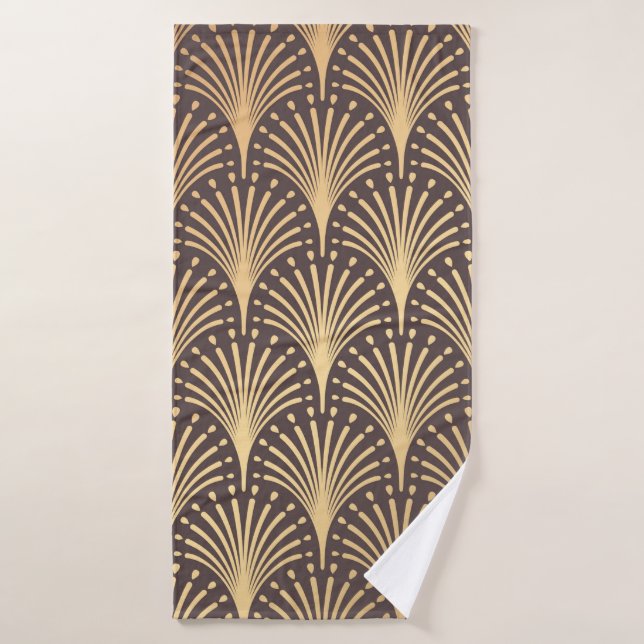 Patrón Art Decó. Fondo dorado impecable. Mini (Toalla de baño)