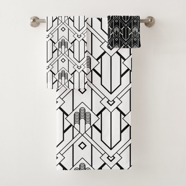 Patrón Art Déco negro y blanco No. 3 (In situ)