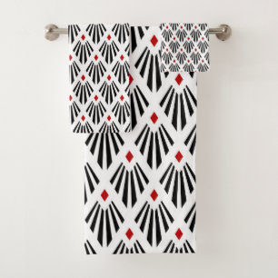 Patrón Art Deco negro y rojo