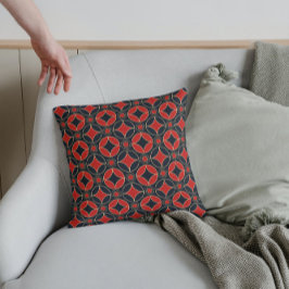 patrón art deco no2 en almohada de tiro rojo y neg