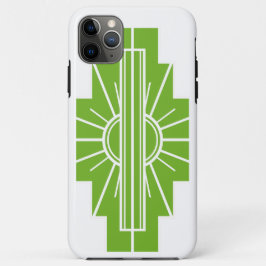 Patrón Art Deco Sunburst en Funda Blanco y Lime-M