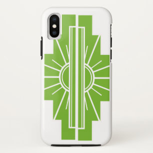 Patrón Art Deco Sunburst en Funda Blanco y Lime-M