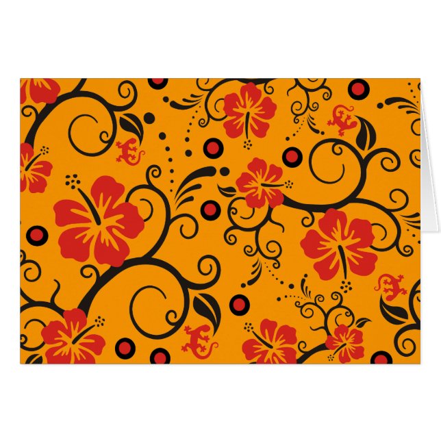 Patrón ARTs - decoración de hibisco | naranja (Anverso (Horizontal))