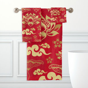 Patrón asiático oriental floral loto chino de moda