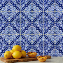 Patrón auténtico de azulejo mediterráneo azul blan