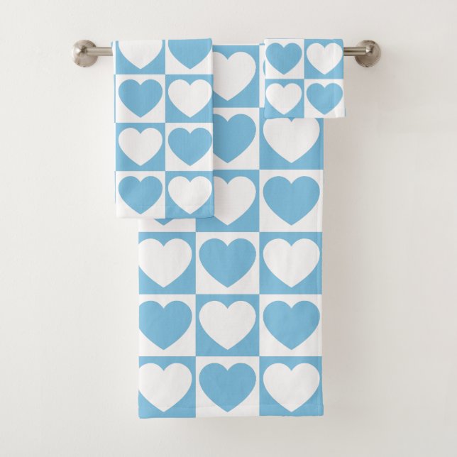 Patrón azul claro y blanco con corazón (In situ)