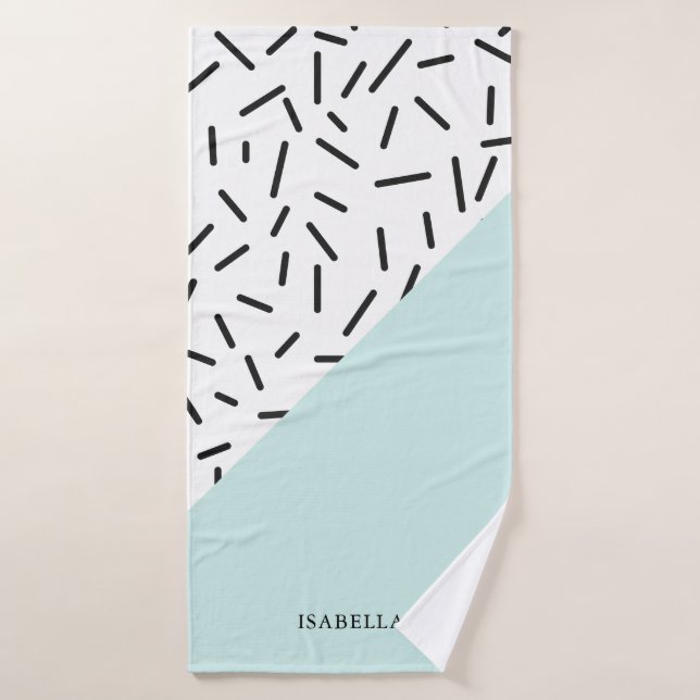 Patrón azul claro y geométrico personalizado (Toalla de baño)