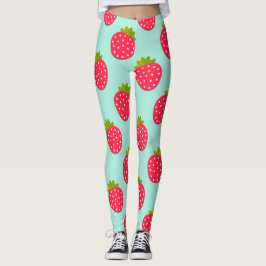 Patrón azul de fresas Leggings