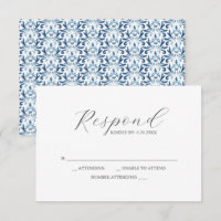 Patrón azul de tarjetas RSVP