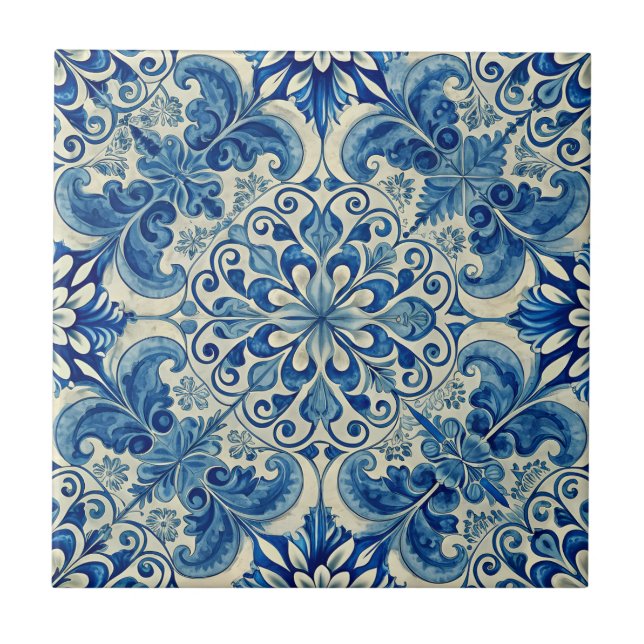 Patrón azul portugués de Azulejo vintage (Frente)