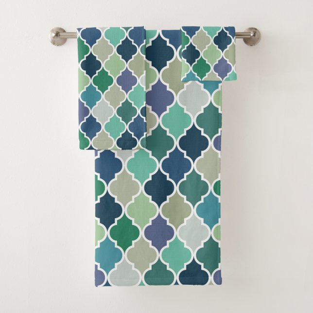 Patrón azul, verde y turquesa de quatrefol (In situ)