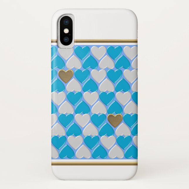 Patrón bávaro azul y blanco. Cas para iPhone funda (Reverso)