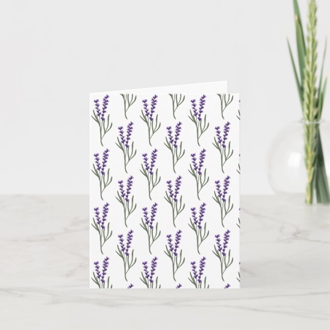 Patrón blanco de la tarjeta de saludo de lavanda (Anverso)