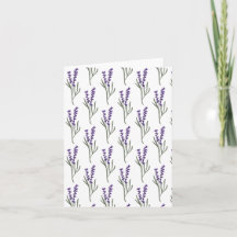 Patrón blanco de la tarjeta de saludo de lavanda