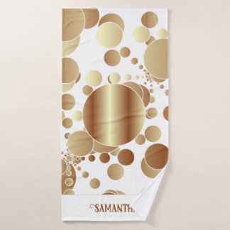 Patrón blanco de puntos de polka abstractos de oro