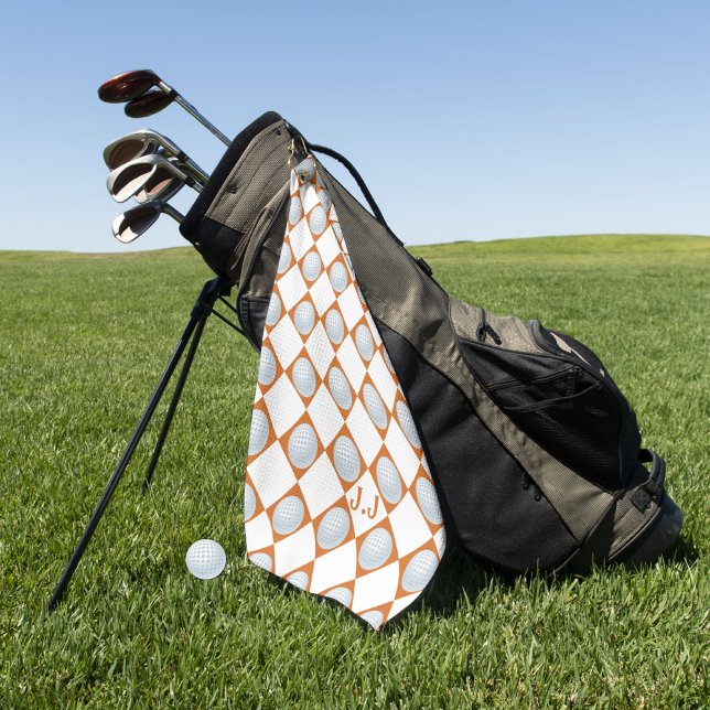Patrón blanco Naranja de toalla de golf Monograma  (Subido por el creador)