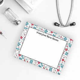 Patrón blanco rojo azul cúrito Nota de la enfermer