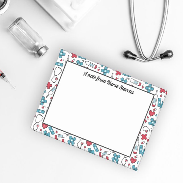 Patrón blanco rojo azul cúrito Nota de la enfermer (Subido por el creador)