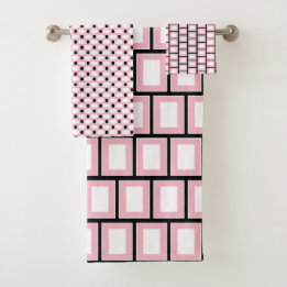 Patrón blanco rosa rosado cuadrado retro geométric