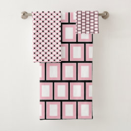 Patrón blanco rosa rosado cuadrado retro geométric