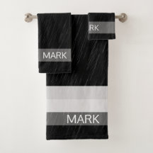 Patrón blanco y negro de lluvia, monogramado