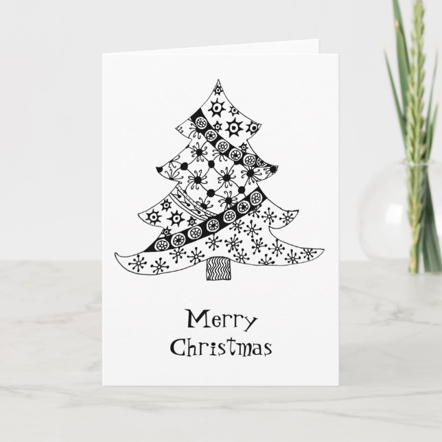Patrón blanco y negro del árbol de Navidad (Anverso)