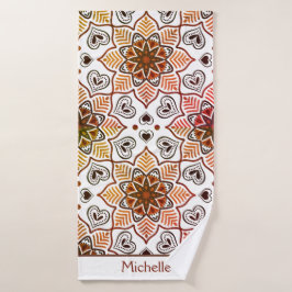 Patrón bohemiano de Mandala floral de terracota bl