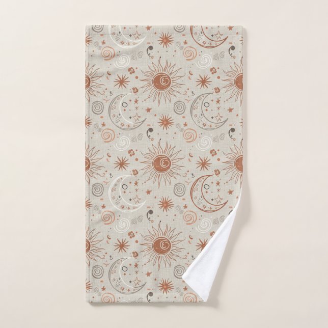 Patrón Boho de Sol y Luna (Toalla de mano)