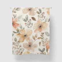 Patrón Botánico de Acuarela Floral Melocotón Beige