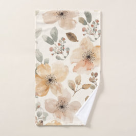 Patrón Botánico de Acuarela Floral Melocotón Beige