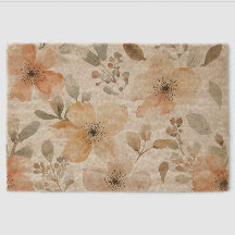 Patrón Botánico de Acuarela Floral Melocotón Beige