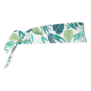 Patrón botánico de hojas verdes y blancas