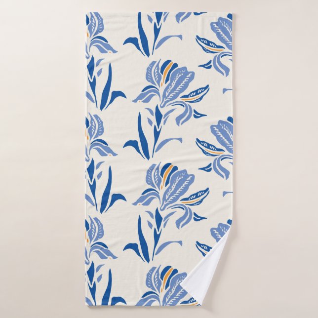 Patrón Botánico Geométrico Barroco Iris Flower. Co (Toalla de baño)