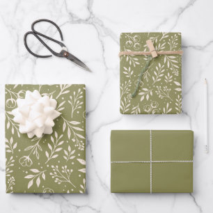 Patrón botánico Oleícola Verde - Conjunto de papel
