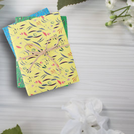 Patrón botánico papel de envoltura azul amarillo v