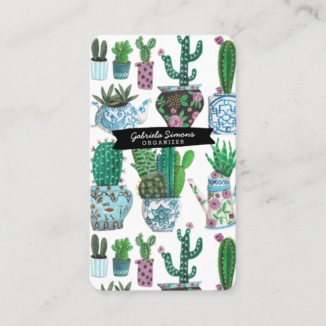 Patrón Cactus Succulent | Tarjetas de visita (Anverso)