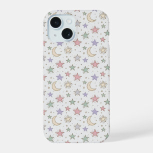 Patrón caprichoso de luna y estrellas